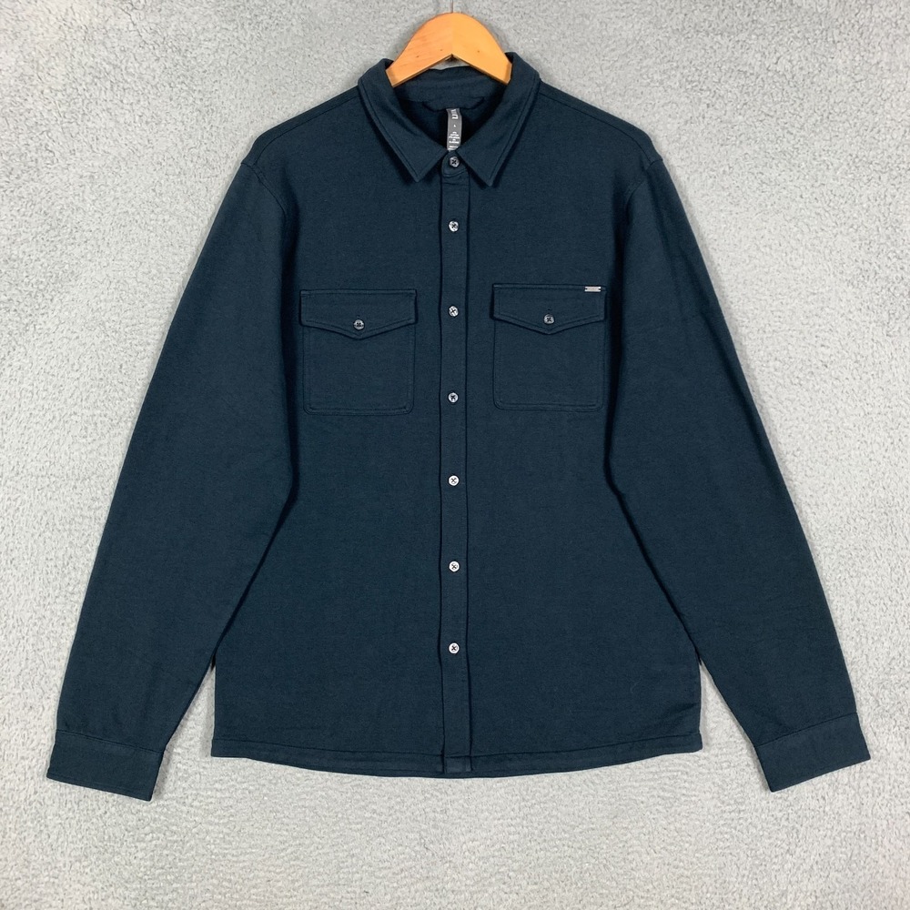 Vuori Boulevard Shirt Jacket Men's Large L Navy Stretch French Terry Ultra Soft